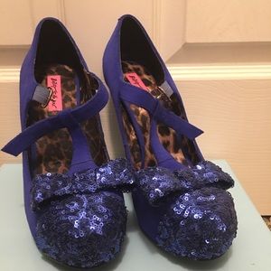 Betsey Johnson sequin popppy heels